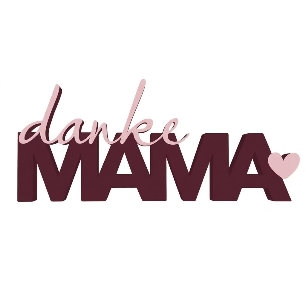 Danke Mama Schriftzug Deko 17,5 cm – 3D Druck Dekoration – Handmade Geschenk für Muttertag, Geburtstag, Mama Geschenk Idee, Tischdeko, Wohnaccessoire (Latte Macchiato)