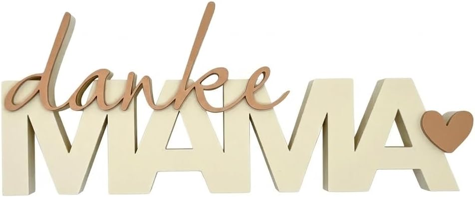 Danke Mama Schriftzug Deko 17,5 cm – 3D Druck Dekoration – Handmade Geschenk für Muttertag, Geburtstag, Mama Geschenk Idee, Tischdeko, Wohnaccessoire (Latte Macchiato)
