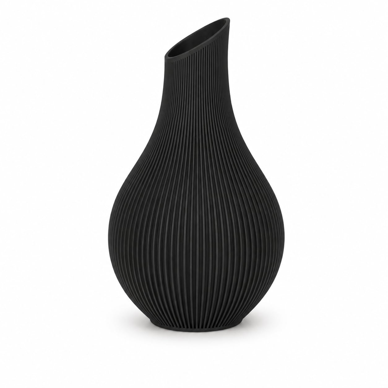 Japandi Vase 18 oder 24 cm – Moderne Designvase im Scandi Stil – Gerillte Dekovase aus PLA Matte – Minimalistische Blumenvase für Trockenblumen, Wohnzimmer & Flur (Hellbeige, 18 cm)