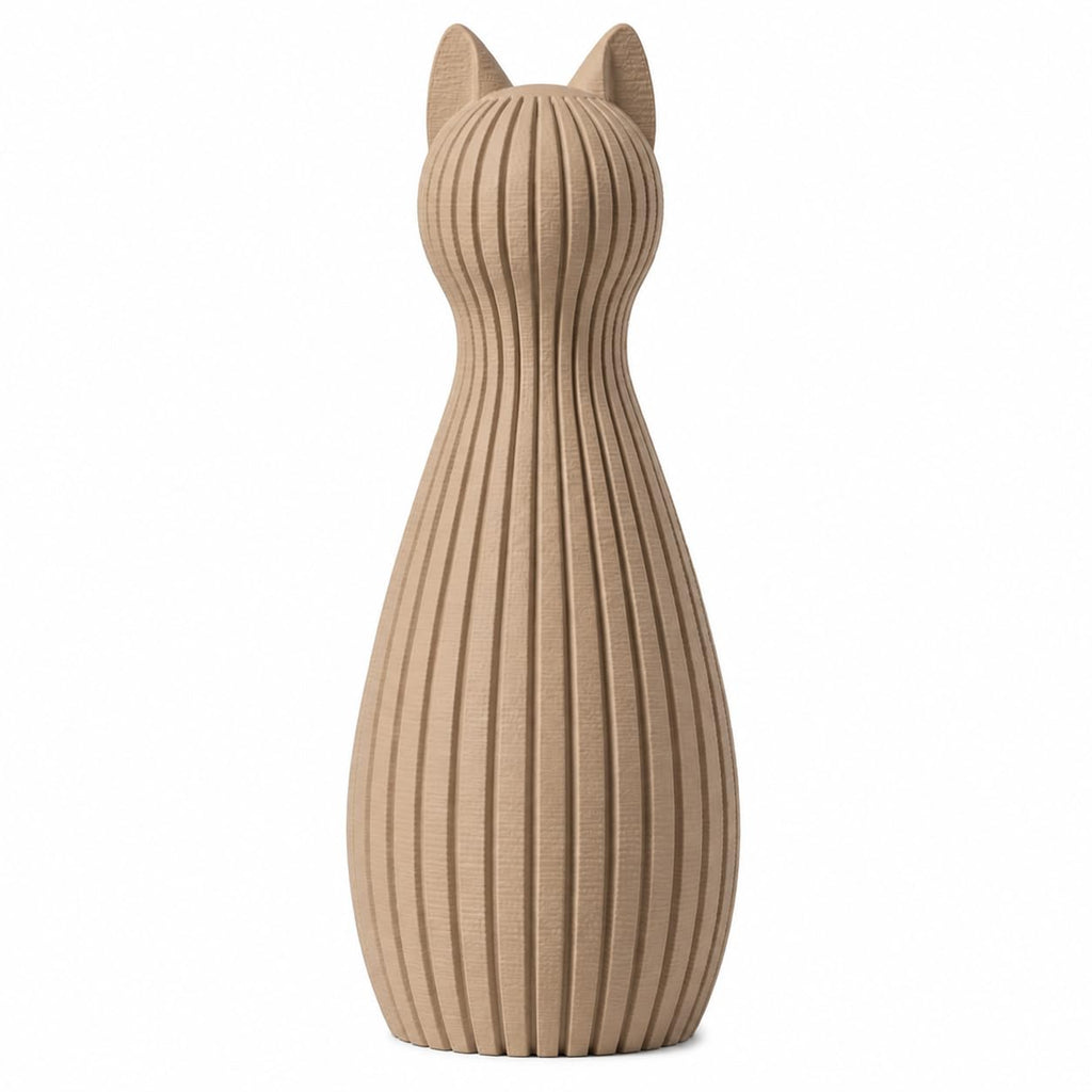 Minimalistische Katzenfigur Skandinavisch – 3D Druck Deko Katze | Modernes Japandi Design | Matte Oberfläche | Wohnzimmer Deko, Geschenkidee, Home Decor Figur (Latte, Set aus 3)