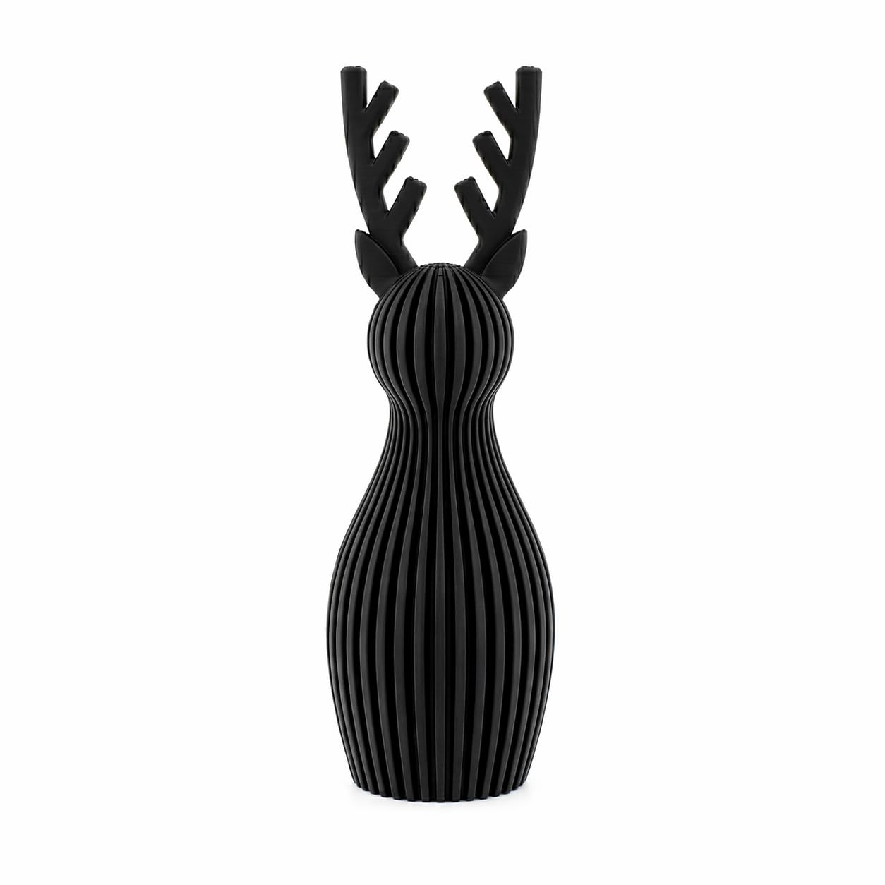 Scandi Japandi Rentier 3D Druck Deko – Minimalistische Hirsch/Elch Dekoration im skandinavischen Design – Gerippte Oberfläche – Moderne Winter- und Weihnachtsdeko (Bordeaux, klein & groß)