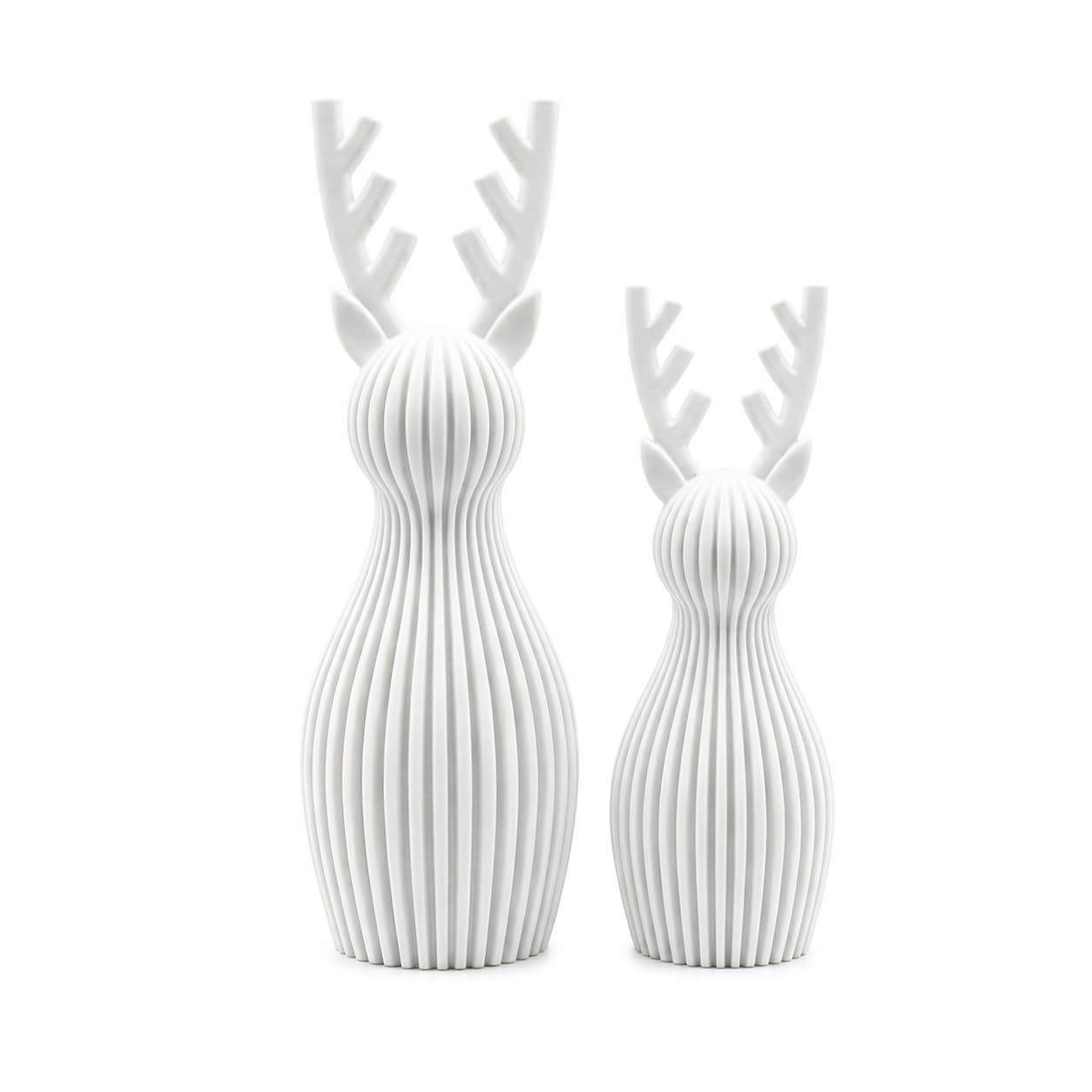 Scandi Japandi Rentier 3D Druck Deko – Minimalistische Hirsch/Elch Dekoration im skandinavischen Design – Gerippte Oberfläche – Moderne Winter- und Weihnachtsdeko (Bordeaux, klein & groß)