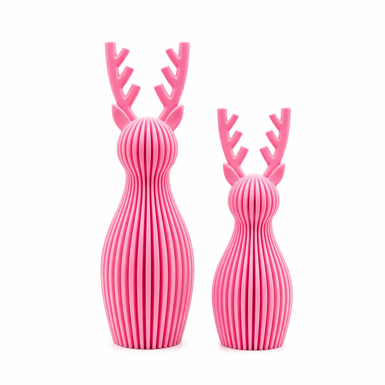 Scandi Japandi Rentier 3D Druck Deko – Minimalistische Hirsch/Elch Dekoration im skandinavischen Design – Gerippte Oberfläche – Moderne Winter- und Weihnachtsdeko (Bordeaux, klein & groß)