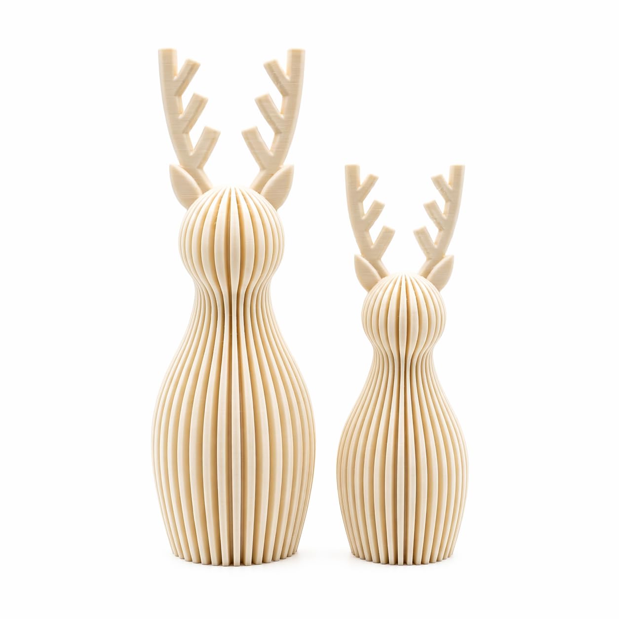 Scandi Japandi Rentier 3D Druck Deko – Minimalistische Hirsch/Elch Dekoration im skandinavischen Design – Gerippte Oberfläche – Moderne Winter- und Weihnachtsdeko (Bordeaux, klein & groß)