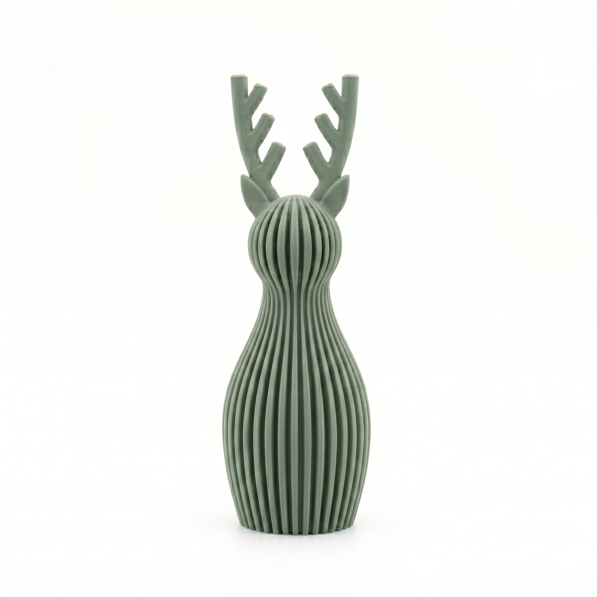 Scandi Japandi Rentier 3D Druck Deko – Minimalistische Hirsch/Elch Dekoration im skandinavischen Design – Gerippte Oberfläche – Moderne Winter- und Weihnachtsdeko (Bordeaux, klein & groß)