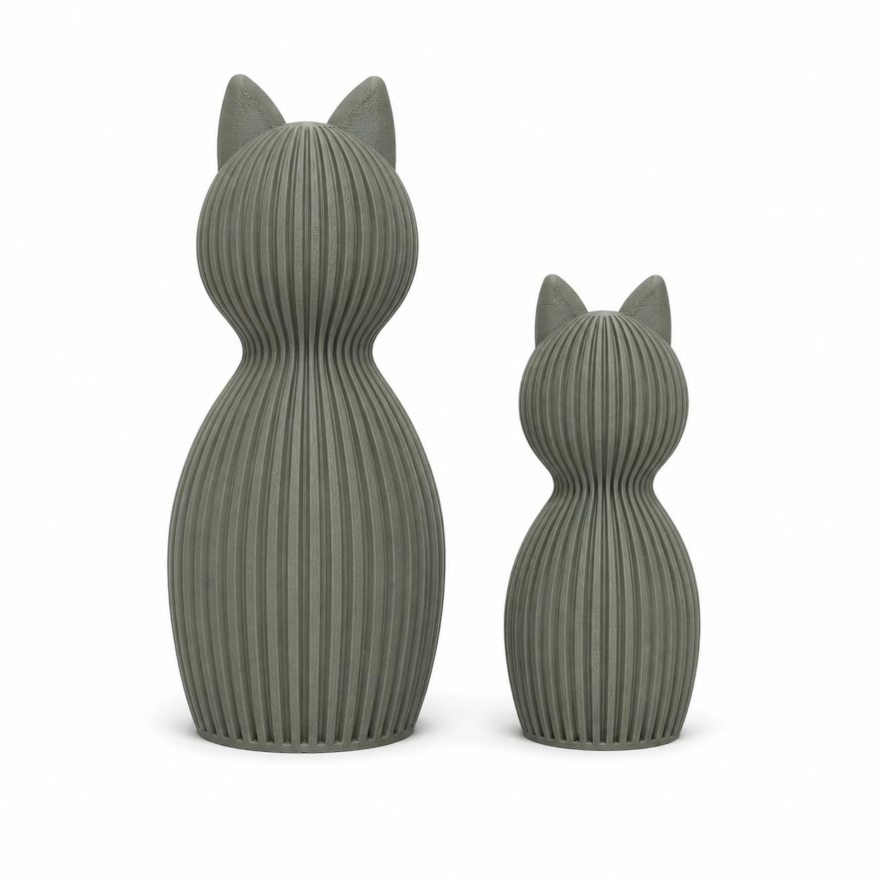 Minimalistische Katzenfigur Skandinavisch – 3D Druck Deko Katze | Modernes Japandi Design | Matte Oberfläche | Wohnzimmer Deko, Geschenkidee, Home Decor Figur (beige, Set aus 2)
