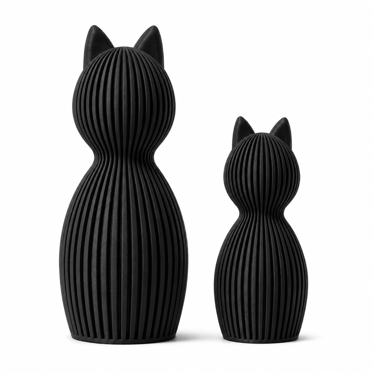 Minimalistische Katzenfigur Skandinavisch – 3D Druck Deko Katze | Modernes Japandi Design | Matte Oberfläche | Wohnzimmer Deko, Geschenkidee, Home Decor Figur (beige, Set aus 2)