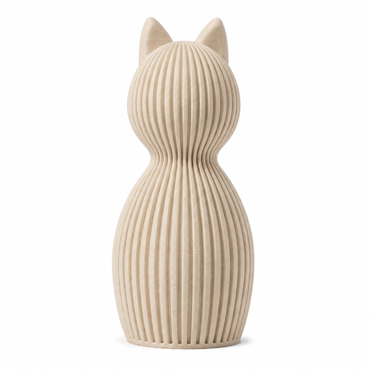 Minimalistische Katzenfigur Skandinavisch – 3D Druck Deko Katze | Modernes Japandi Design | Matte Oberfläche | Wohnzimmer Deko, Geschenkidee, Home Decor Figur (beige, Set aus 2)