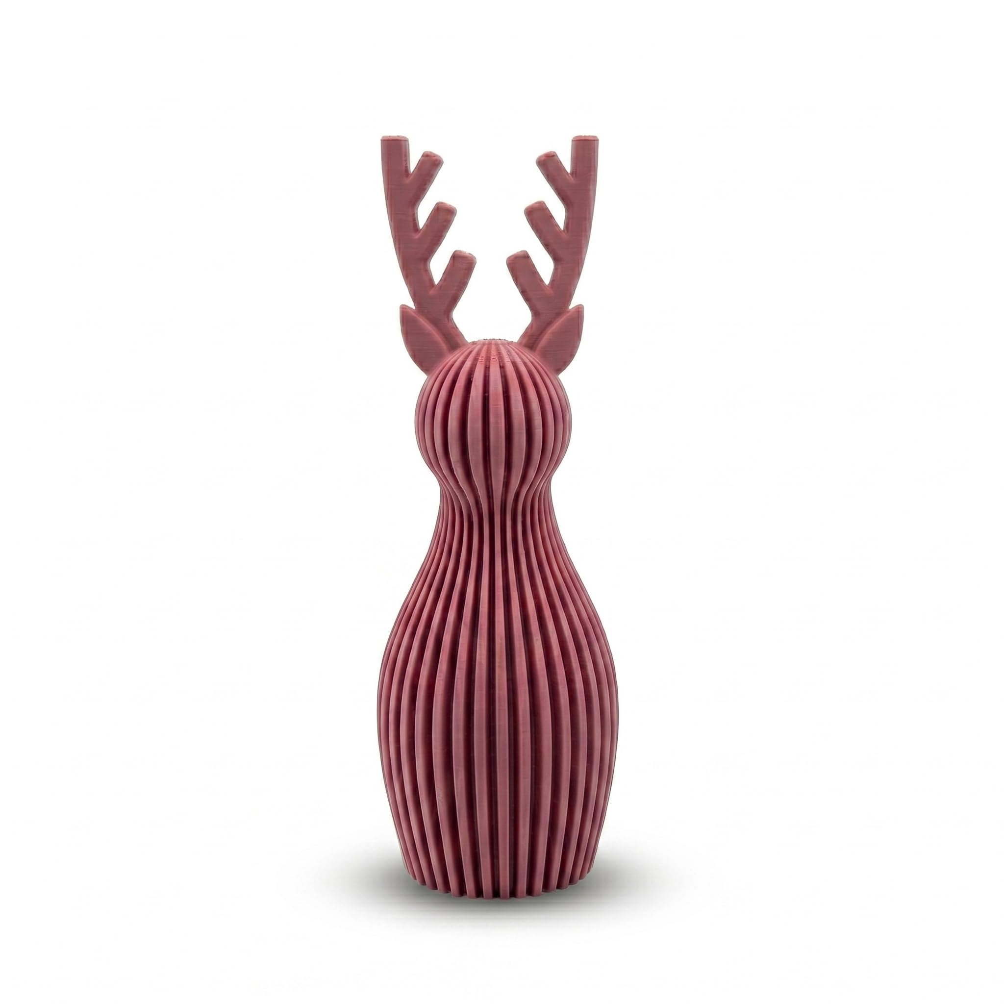 Scandi Japandi Rentier 3D Druck Deko – Minimalistische Hirsch/Elch Dekoration im skandinavischen Design – Gerippte Oberfläche – Moderne Winter- und Weihnachtsdeko (Bordeaux, klein & groß)
