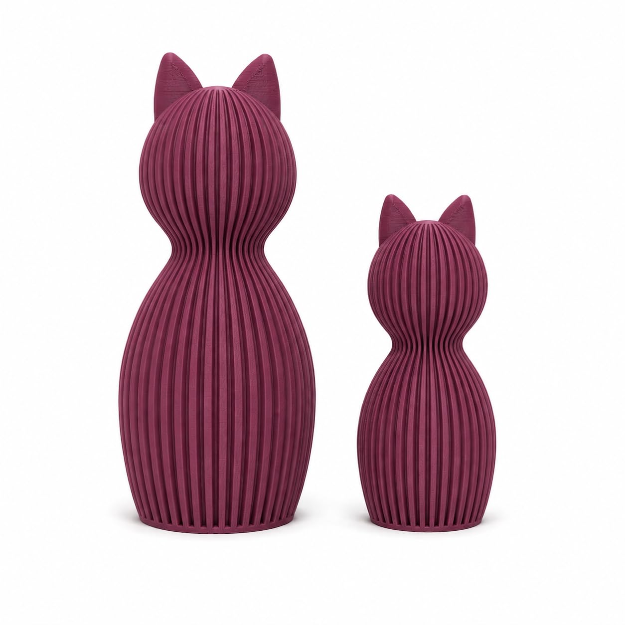 Minimalistische Katzenfigur Skandinavisch – 3D Druck Deko Katze | Modernes Japandi Design | Matte Oberfläche | Wohnzimmer Deko, Geschenkidee, Home Decor Figur (beige, Set aus 2)