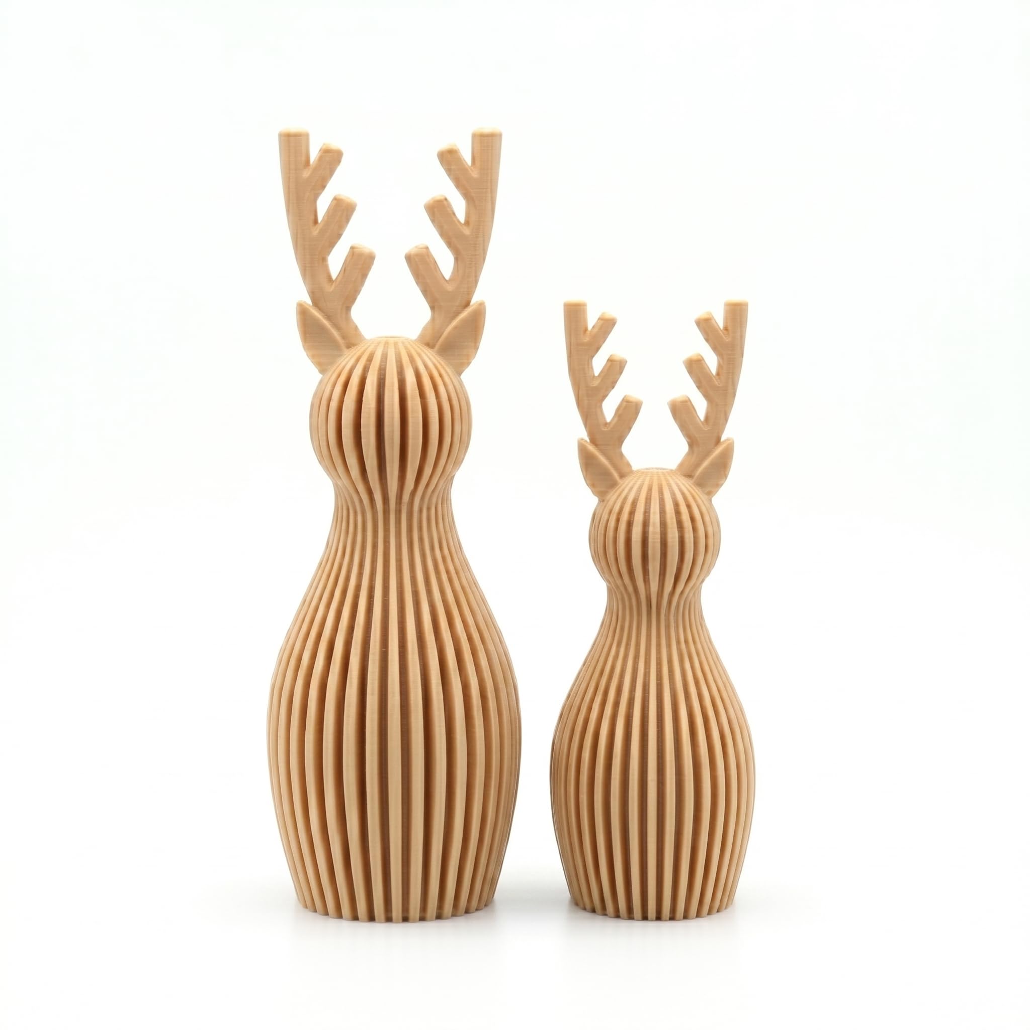 Scandi Japandi Rentier 3D Druck Deko – Minimalistische Hirsch/Elch Dekoration im skandinavischen Design – Gerippte Oberfläche – Moderne Winter- und Weihnachtsdeko (Bordeaux, klein & groß)