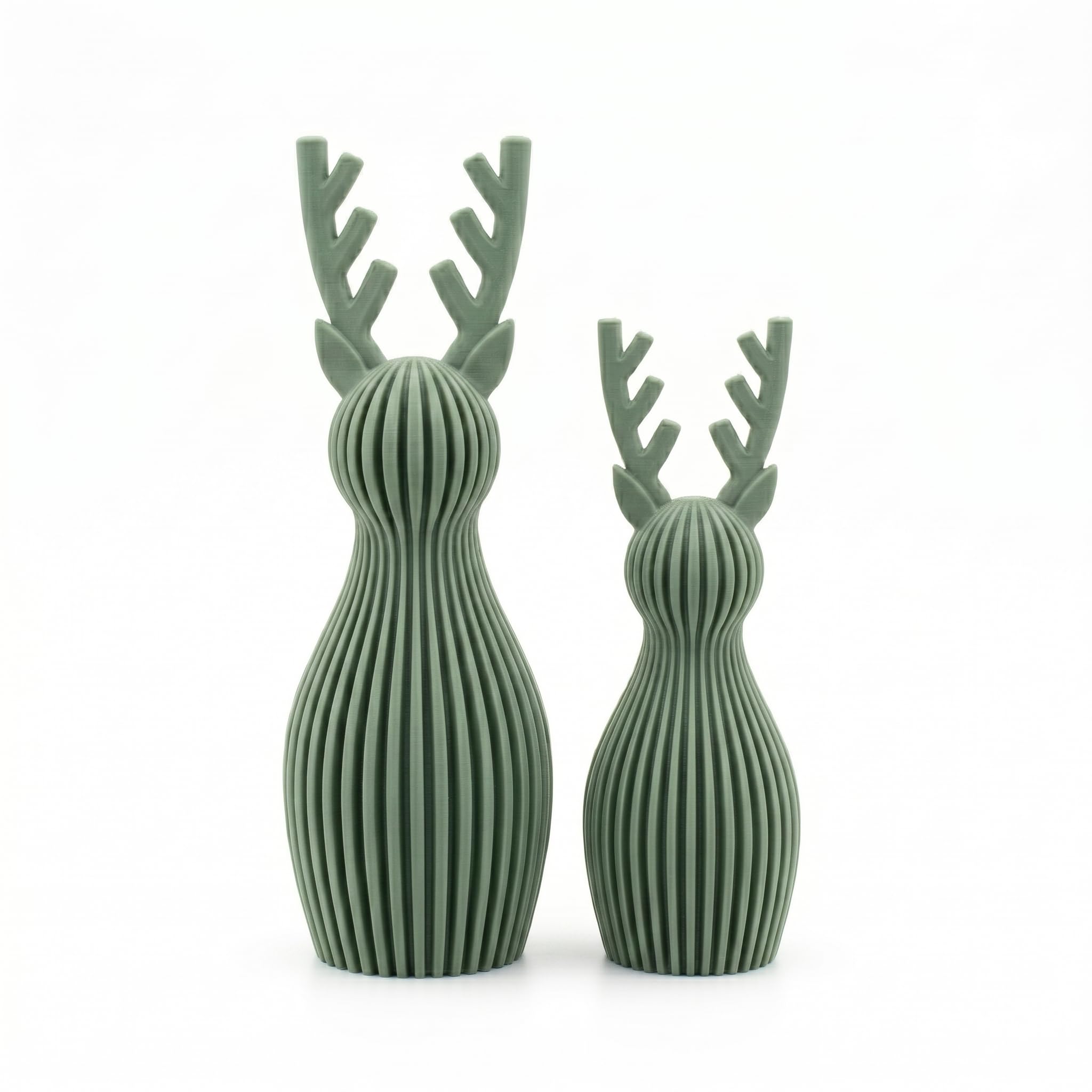 Scandi Japandi Rentier 3D Druck Deko – Minimalistische Hirsch/Elch Dekoration im skandinavischen Design – Gerippte Oberfläche – Moderne Winter- und Weihnachtsdeko (Bordeaux, klein & groß)