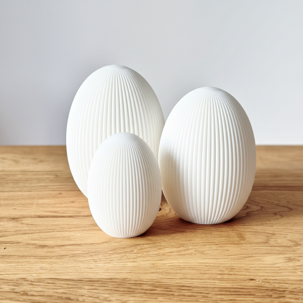 Ostereier 3er Set im gerippten Scandi-Stil