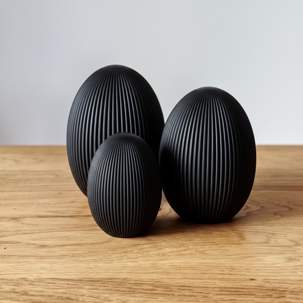 Ostereier 3er Set im gerippten Scandi-Stil