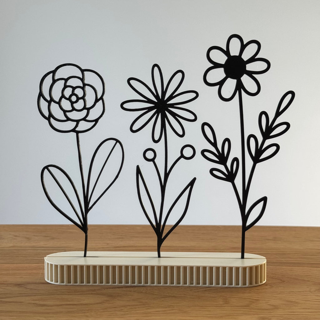 Minimalistische Wildblumen Line-Art