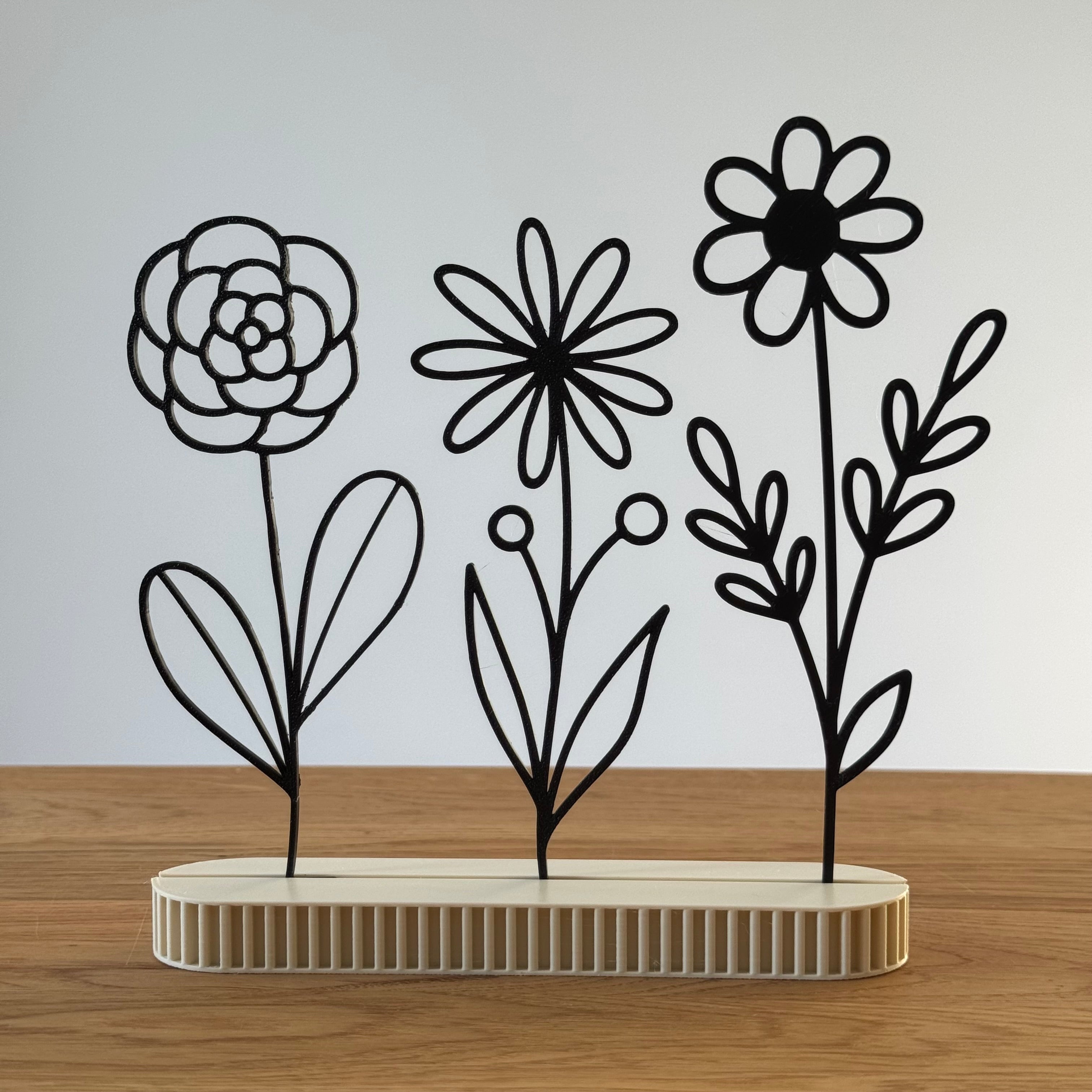 Minimalistische Wildblumen Line-Art